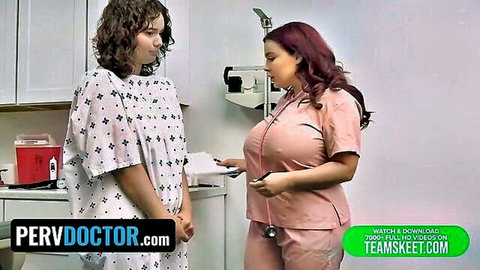 Natasha Nice and Crystal Chase in teasing doctor's office exam
