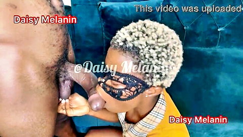 Daisy Melanin sucking black cock in hot Nigerian amateur blowjob scene