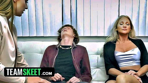 Busty blonde stepmom Alexis Malone and doctor Kenzie Love counsel lustful stepson