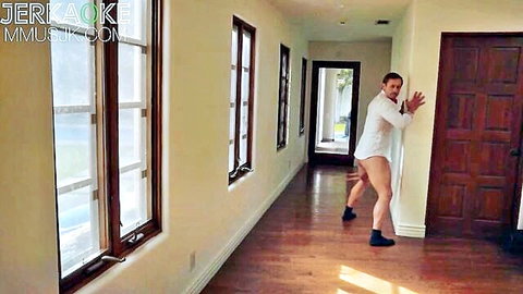 Caitlin Bell hunt scene: fit guy in white shirt and blue briefs teasing in hallway