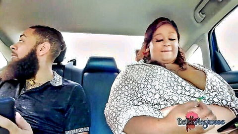 Majiik Montana BBW cleavage in rideshare car fantasy with bearded man