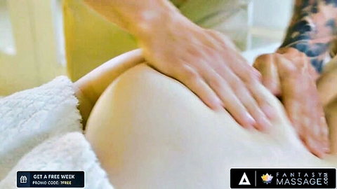 Lena Paul gets sensual massage on her curvy back and ass