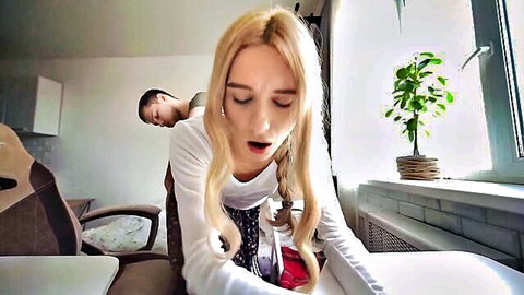 Blonde Carla Cute in ecstasy from doggy style fucking