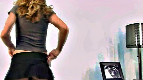 Blonde wife in short skirt teases from behind, ready for BBC cuckold action