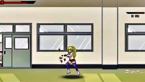 Blonde hentai monster slayer in school uniform fights zombies in gameplay