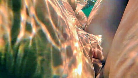 JessiJek risky underwater public anal and pussy fuck on beach
