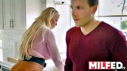 Alura Jenson as busty MILF in teasing kitchen scene, MILFED stepmom fantasy