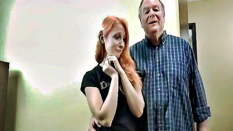 Redhead Ava poses intimately with older man for birthday