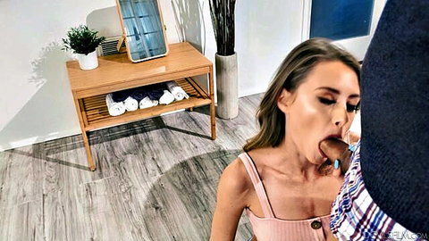 Kyler Quinn blonde teen giving sloppy blowjob in daddy fantasy