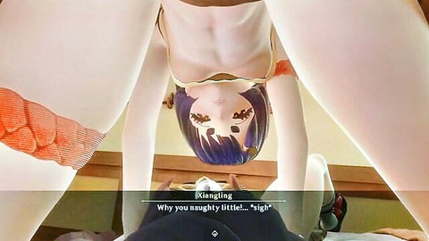 Xiangling naughty upside-down tentacle tease in Genshin hentai