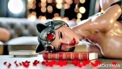 Nude Catwoman Selina Kyle seductive cosplay pose, erotic solo thumbnail