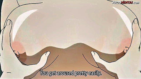 Hentai anime lesbian sisters threesome with big breasts and easy arousal