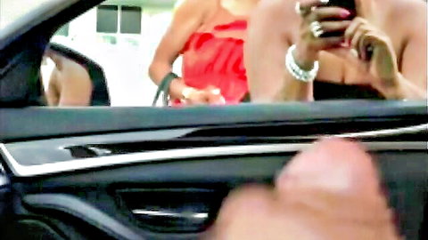 Amateur cock flash in car window to blonde in red dress, compilation thumbnail