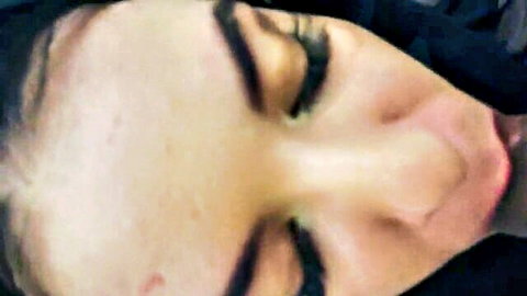 Hot babe with smoky eyes and glossy lips open wide tongue out ready for cock sucking blowjob