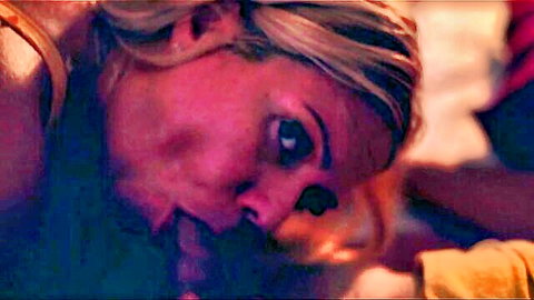 Blonde Vicky Wilfing close-up oral action in fan creampie scene