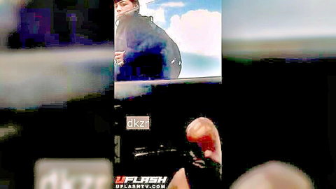 Amateur blonde teen flashing tits out car window on sunny day