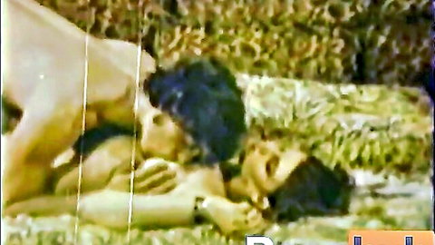 Skinny brunette lesbians with hairy pussies scissoring passionately in vintage sex scene