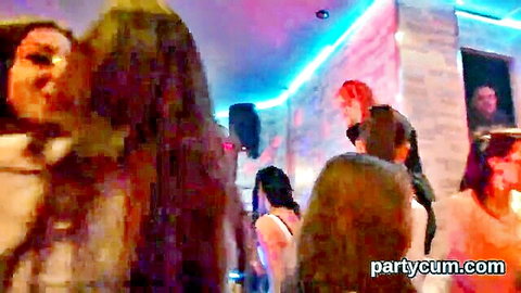 Wild nude party with horny women dancing in hardcore orgy scene