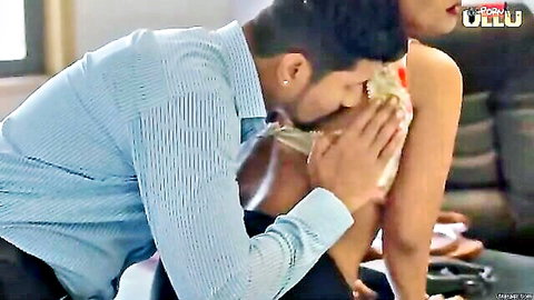 Indian boss wife passionately kissed on neck by colleague in office affair