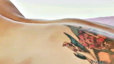 Miyuki Son nude side view with colorful tattoos in missionary clip