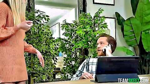 Audrey Royal teases bearded man on phone in Team Skeet scene