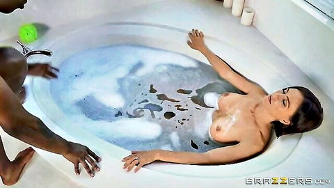 Krissy Lynn nude in bubble bath surprised by BBC stepson's friend