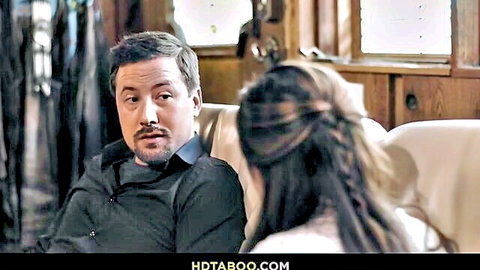 Brunette Mia in intense talk with male roommate, Pure Taboo discovery scene