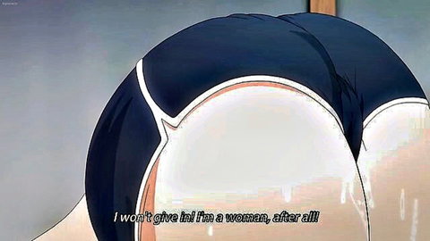 Anime hentai girl huge pale ass cheeks in tight black thong panties closeup