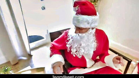 Rachel Rose as naughty Santa in holiday teen creampie scene