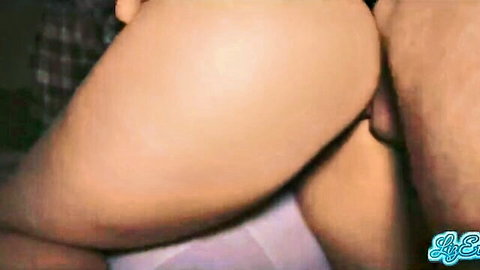 Close-up of juicy white ass getting pounded doggy style by hard cock