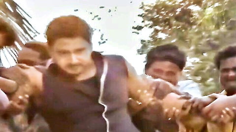 Indian woman gagged and surrounded by men in outdoor BDSM scene, hot XXX video