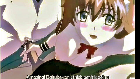 Blushing hentai schoolgirl smiles as Daisuke's thick cock penetrates her pussy