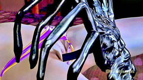 Alien monster claws spreading wet nude pussy lips in shiny 3D CGI hentai