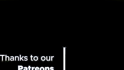 Black screen displaying 'Thanks to our Patreons' credit overlay from adult video.