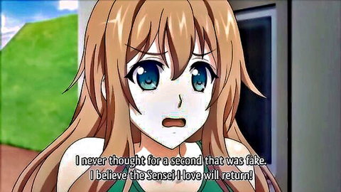 Blonde anime girl with blue eyes and surprised expression in hentai video thumbnail