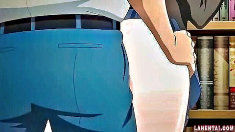 Hentai girl with big tits grabbed from behind in library