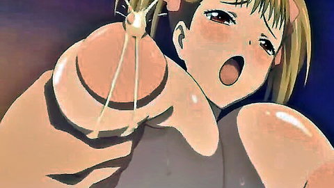 Hentai anime girl with orange pigtails gives titjob, cum splashing on face