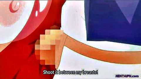 Hentai anime girl with big tits begs for cumshot between breasts in paizuri scene