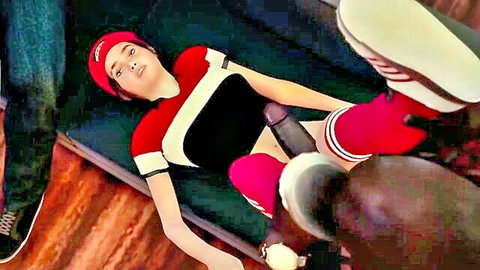 Ellie Williams in red cap and thigh highs gets POV fucked in hentai pizza delivery scene