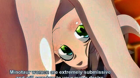 Submissive minotaur woman peeking in hentai from Interspecies Reviewers
