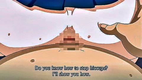 Hentai girl with huge tits exposes body to stop hiccups in Jitaku Keibiin