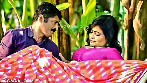 Indian mature couple in saree and shirt outdoor romance
