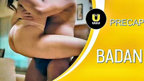 Desi woman in sheer panties bent over for man from behind in Ullu Badan series