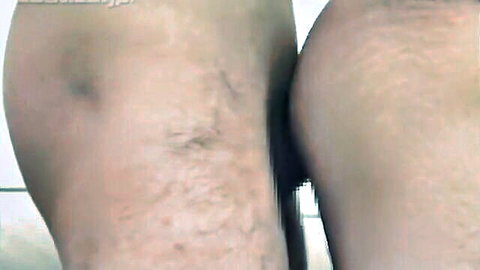 Amateur gay close-up of veiny hairy male legs and ass