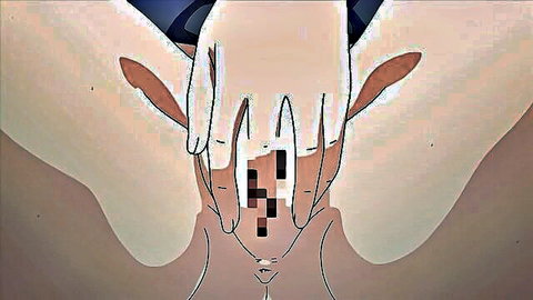 Hentai anime babe's hands spreading wet pink pussy lips wide open censored