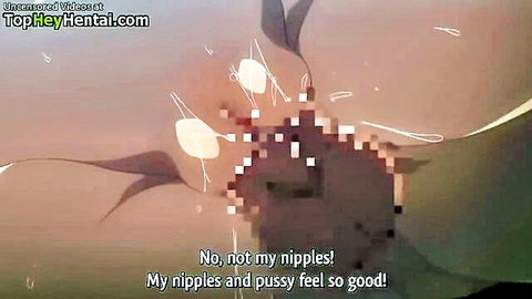 Censored hentai teen with big pink-haired tits moaning in pleasure