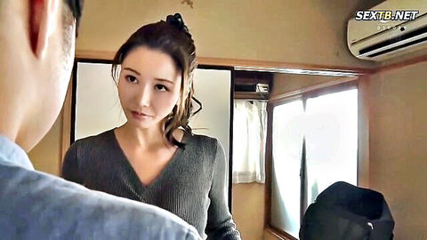 Ryo Ayumi in tense milf encounter, gray sweater, JAV scene