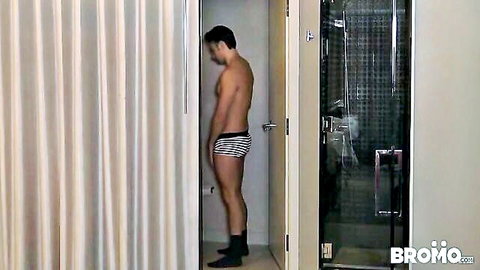 Addison Graham strips Aspen bare in gay bathroom hookup scene