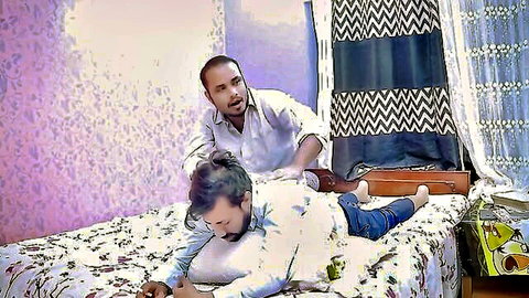 Desi bhabhi threesome with two devars, hot Indian massage to sex