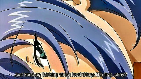 Seductive purple-haired hentai girl teases with lewd thoughts in POV close-up